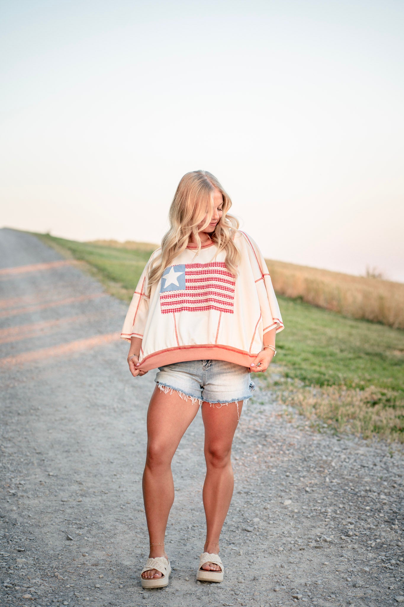 American Flag Stitch Top