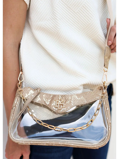 Monogrammed Clear Crossbody Bag with Chain