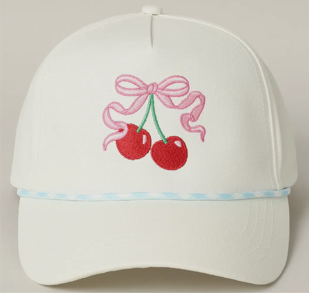 Cherry ribbon trucker hat