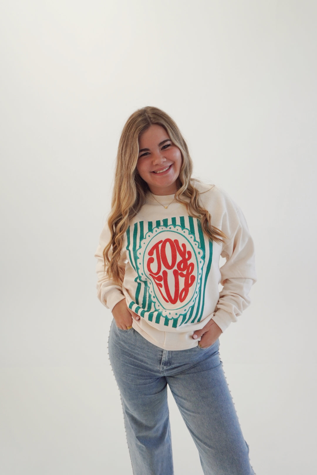 Joyful stripe sweatshirt