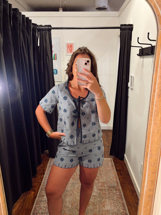 Online- Floral Detail Set Navy