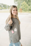 Ghost Embroidered Applique- Callie Tunic Sweatshirt