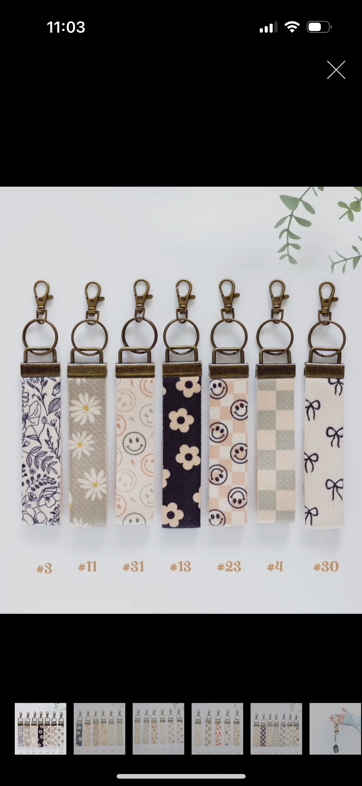 Patterned canvas wrist key chain