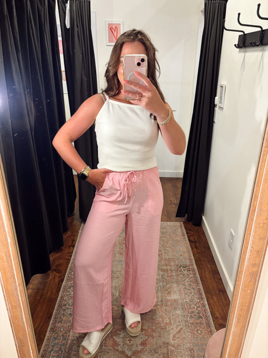 Online- Linen Pants Pink