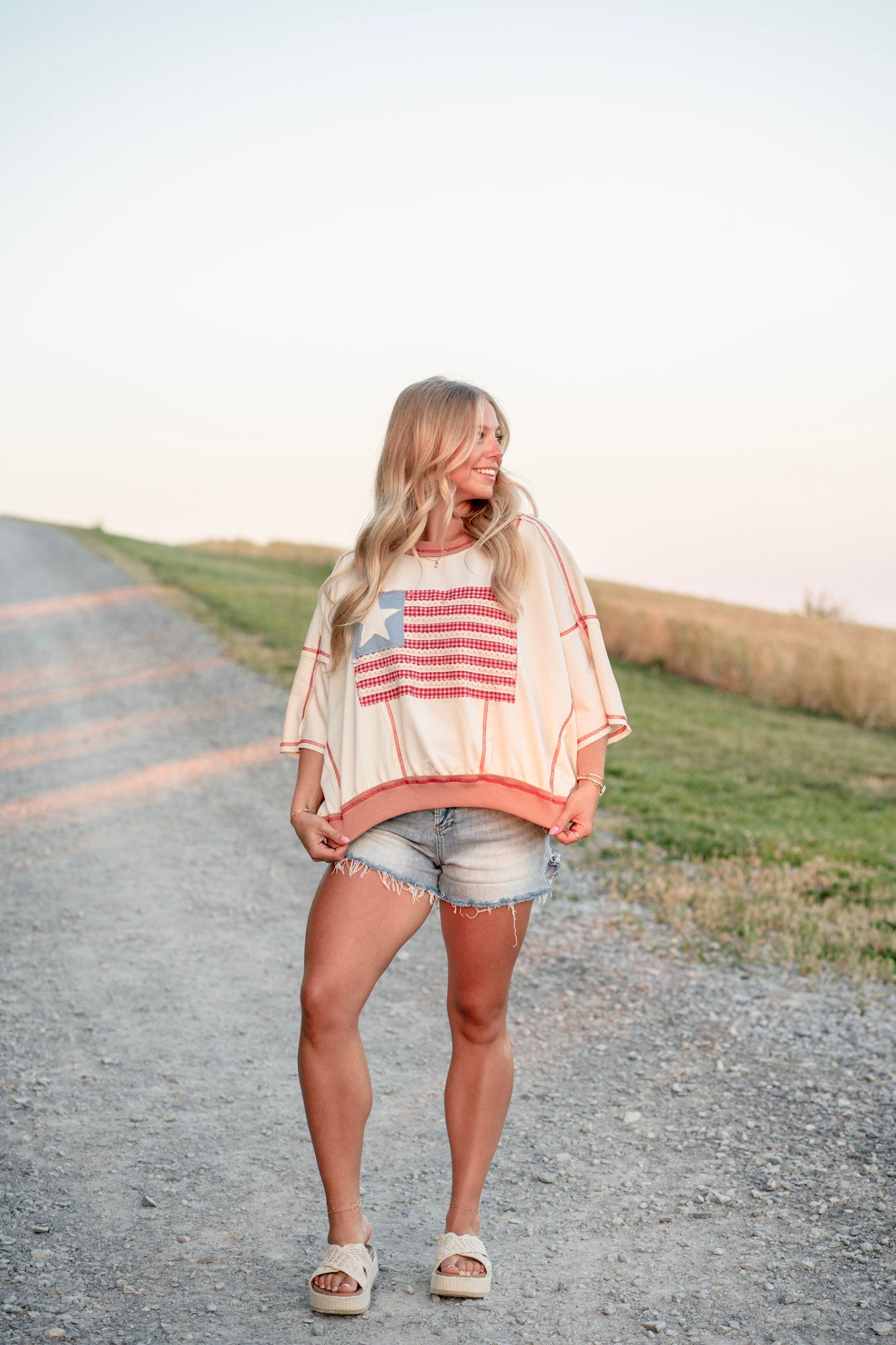 American Flag Stitch Top