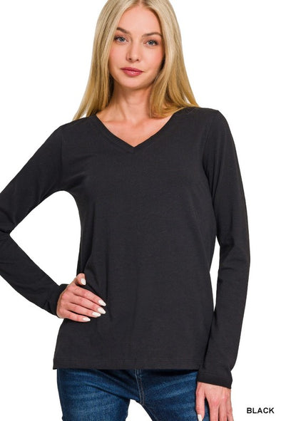 Cotton v neck long sleeve