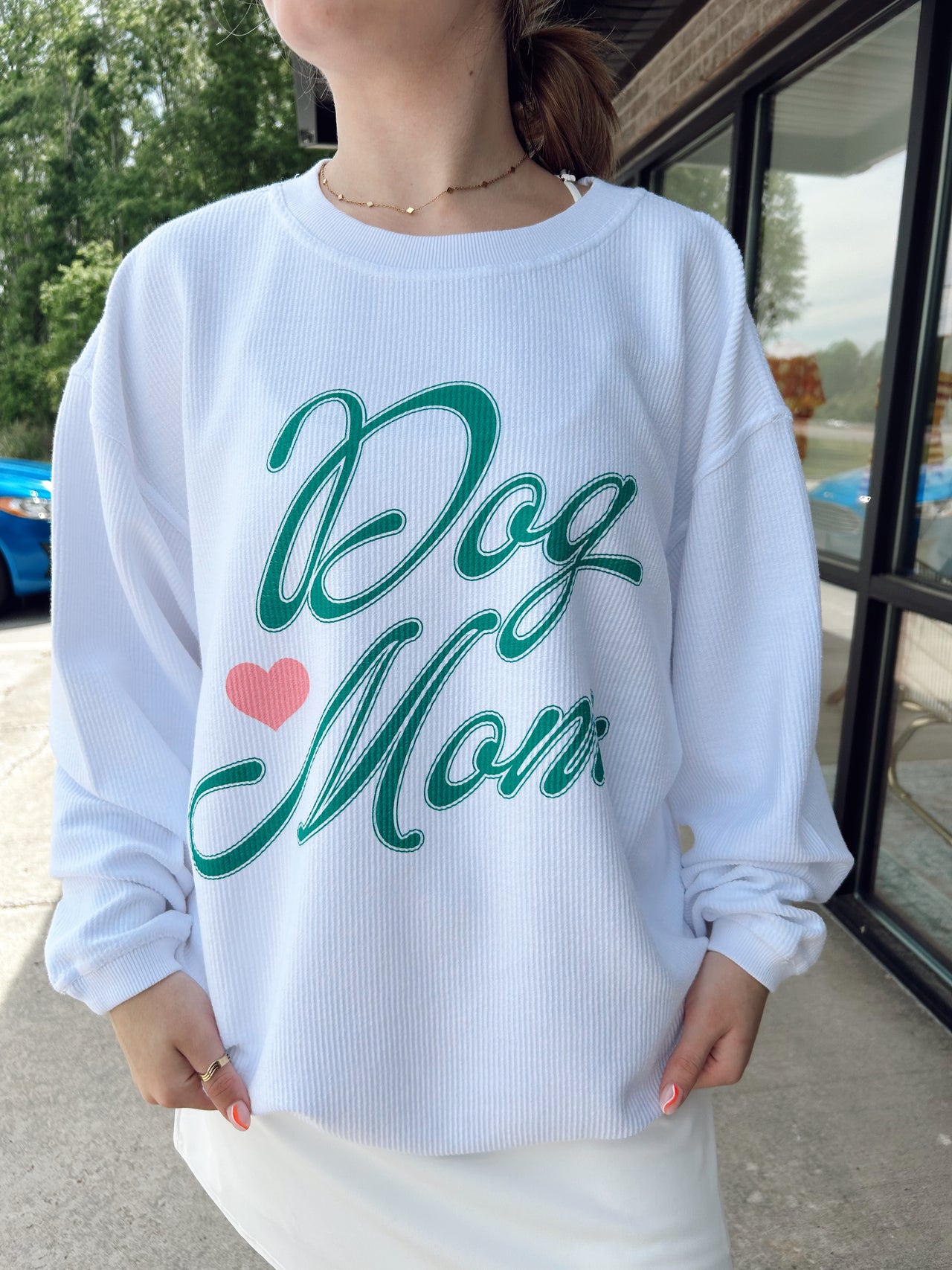dog mom corded sweatshirt