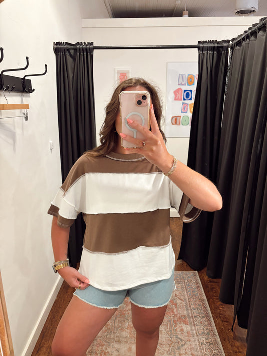 Online- Thick Stripe Oversized SS Brown