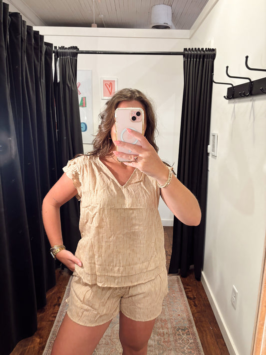 Online- Ruffle Set Tan