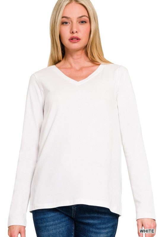 Cotton v neck long sleeve