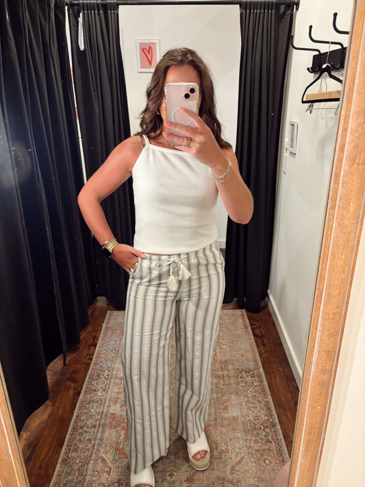 Online- Linen Striped Pants