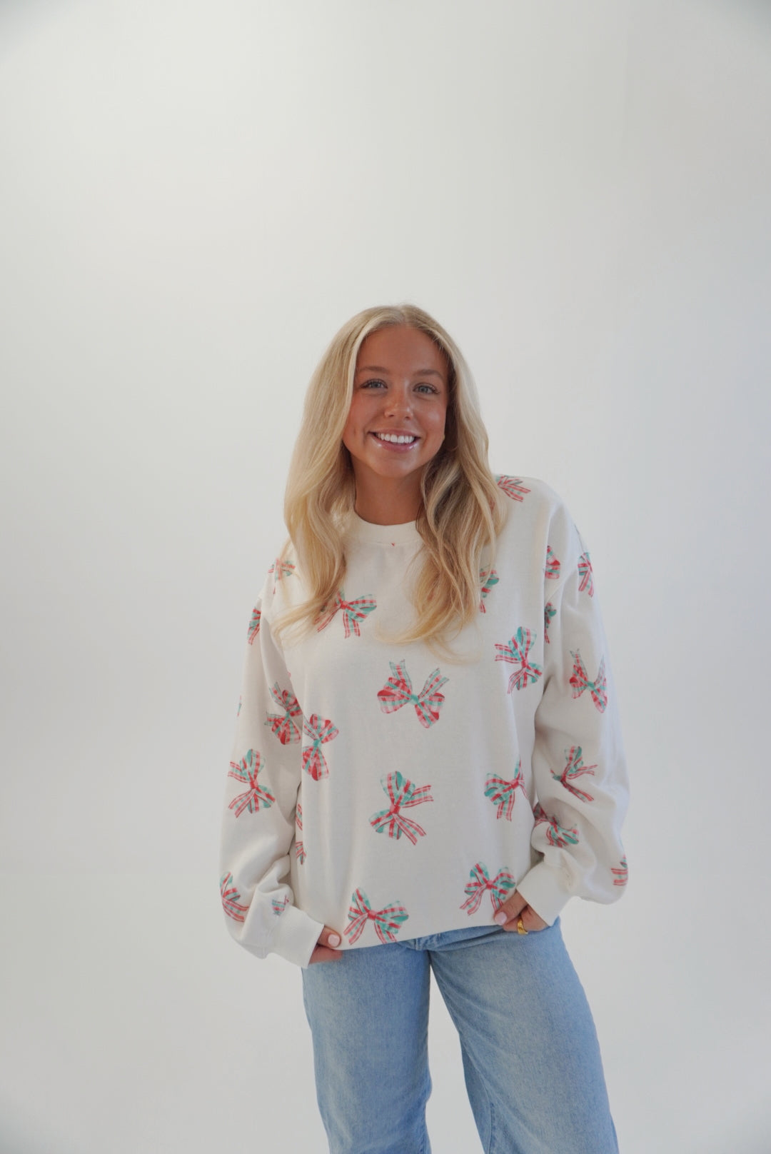 Plaid bow sweatshirt