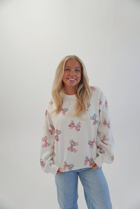 Plaid bow sweatshirt