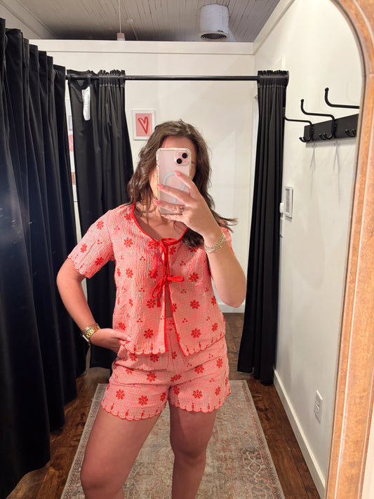 Online- Floral Detail Set Red