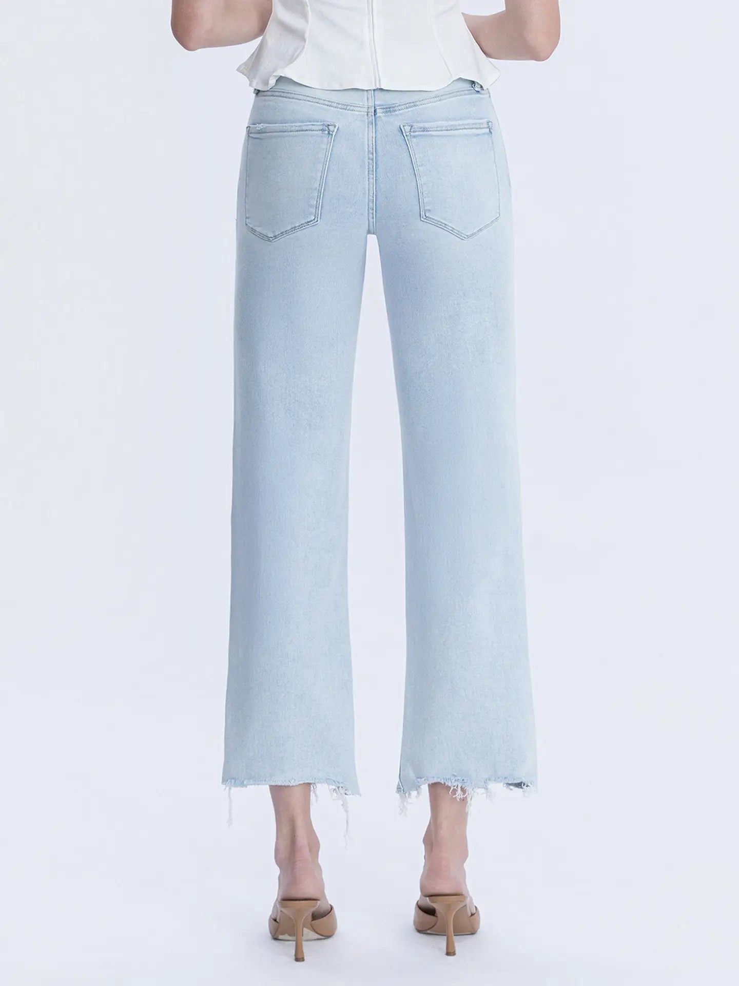 High Rise Light Wash Slim Wide Jeans