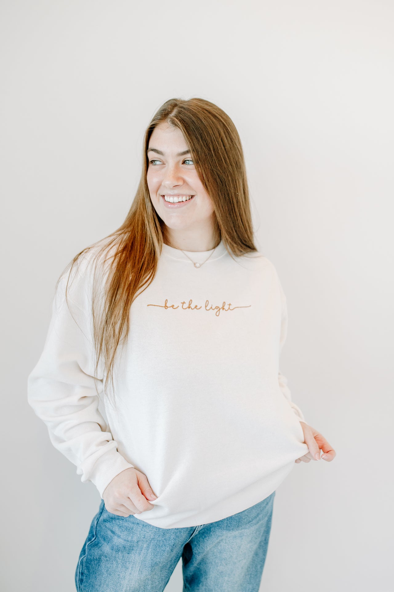 Embroidered Be The Light Sweatshirt