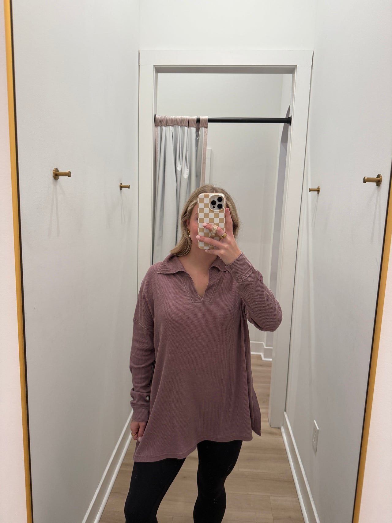Cotton Blend Waffle Long Sleeve LIGHT PURPLE