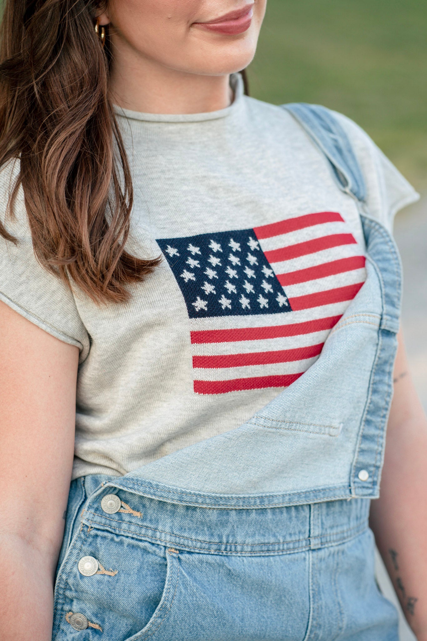 Flag Mock neck Short Sleeve Sweater
