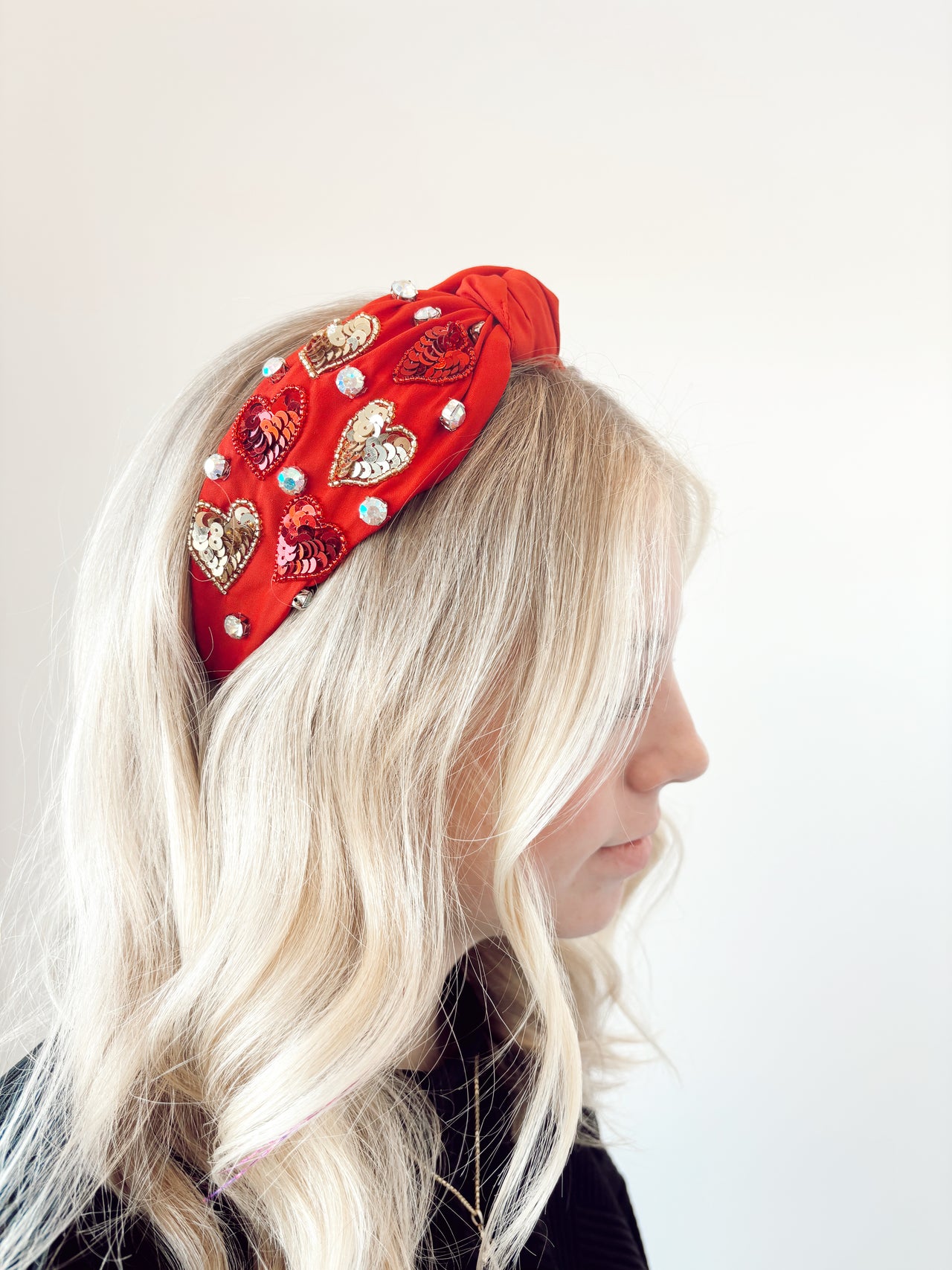 red sequin heart headband