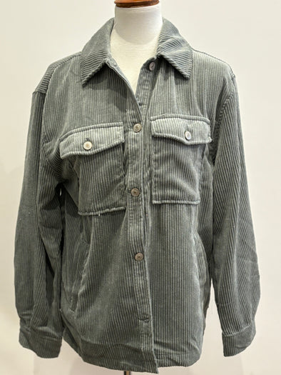 46 Corduroy Button Down Jacket With Pockets MINT STONE