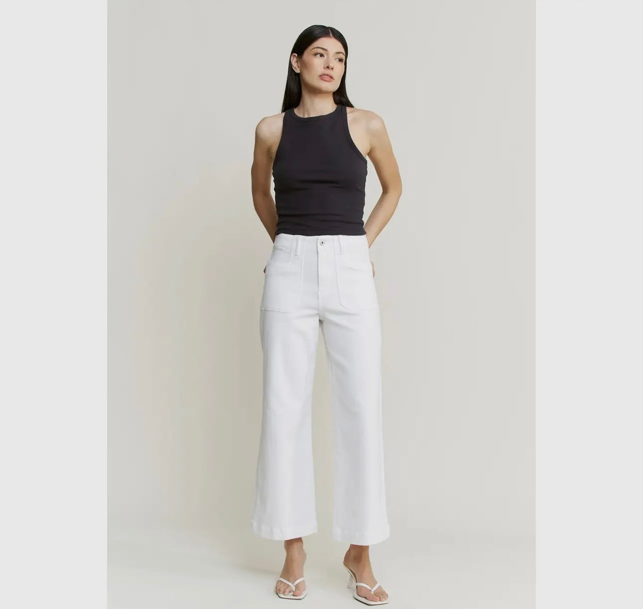 Super high wide cropped utility snow milk