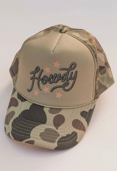 Howdy camo trucker hat