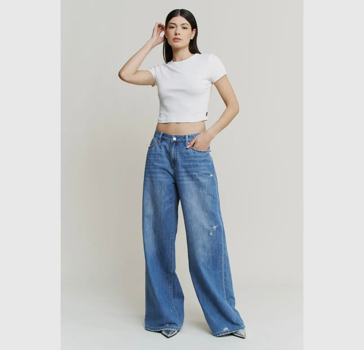 High rise wide leg jeans le bleu