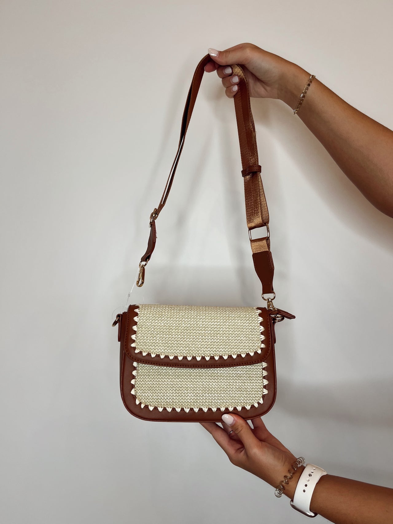 Braided Faux Leather Crossbody Bag