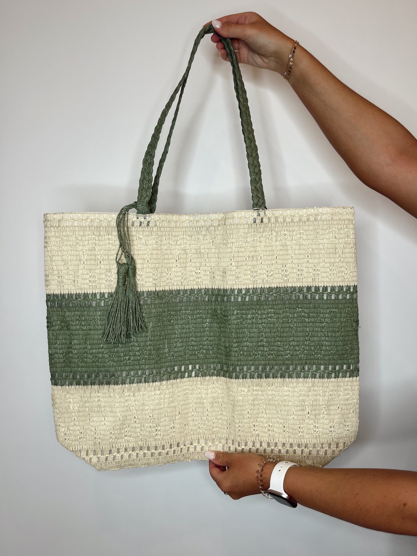 Two Tone Woven Tote Bag