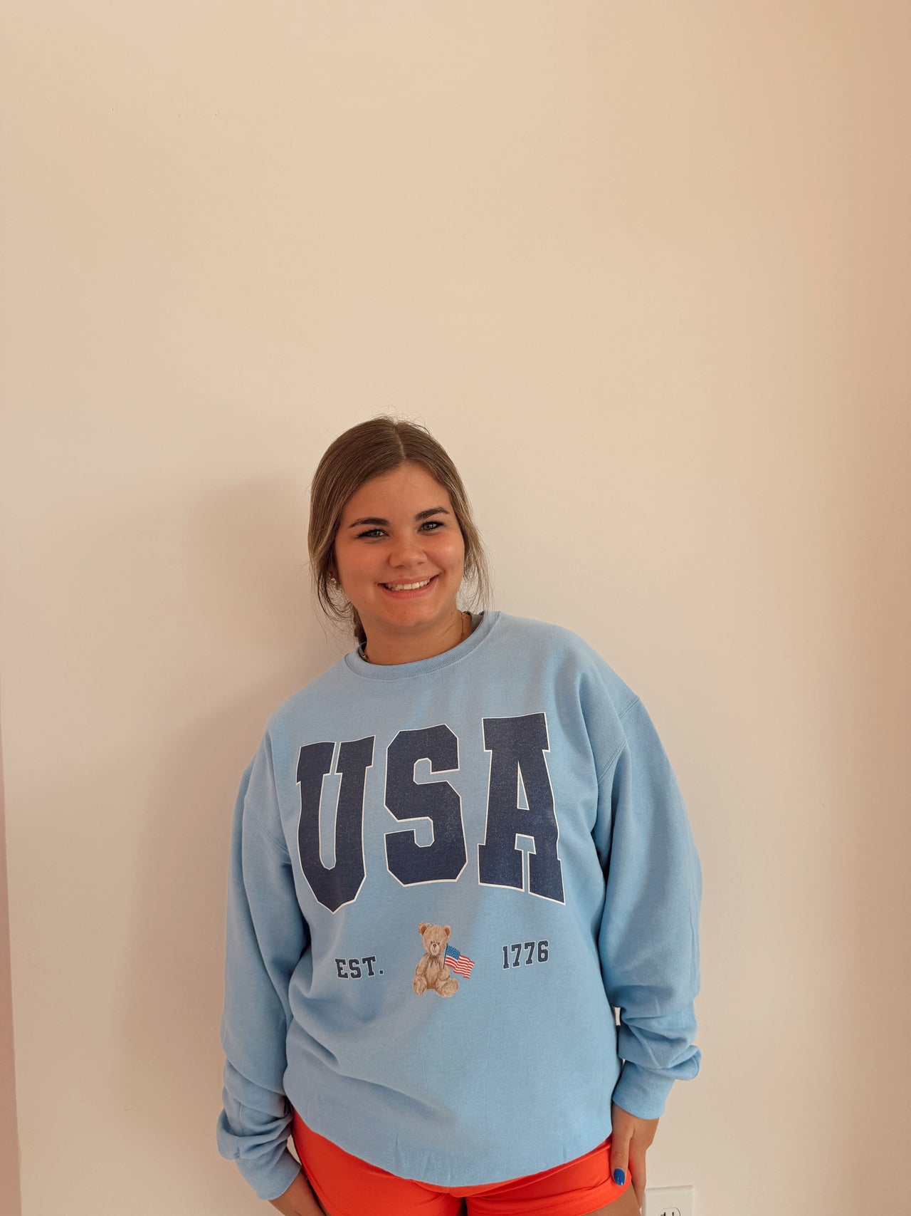 Teddy bear sweatshirt blue USA