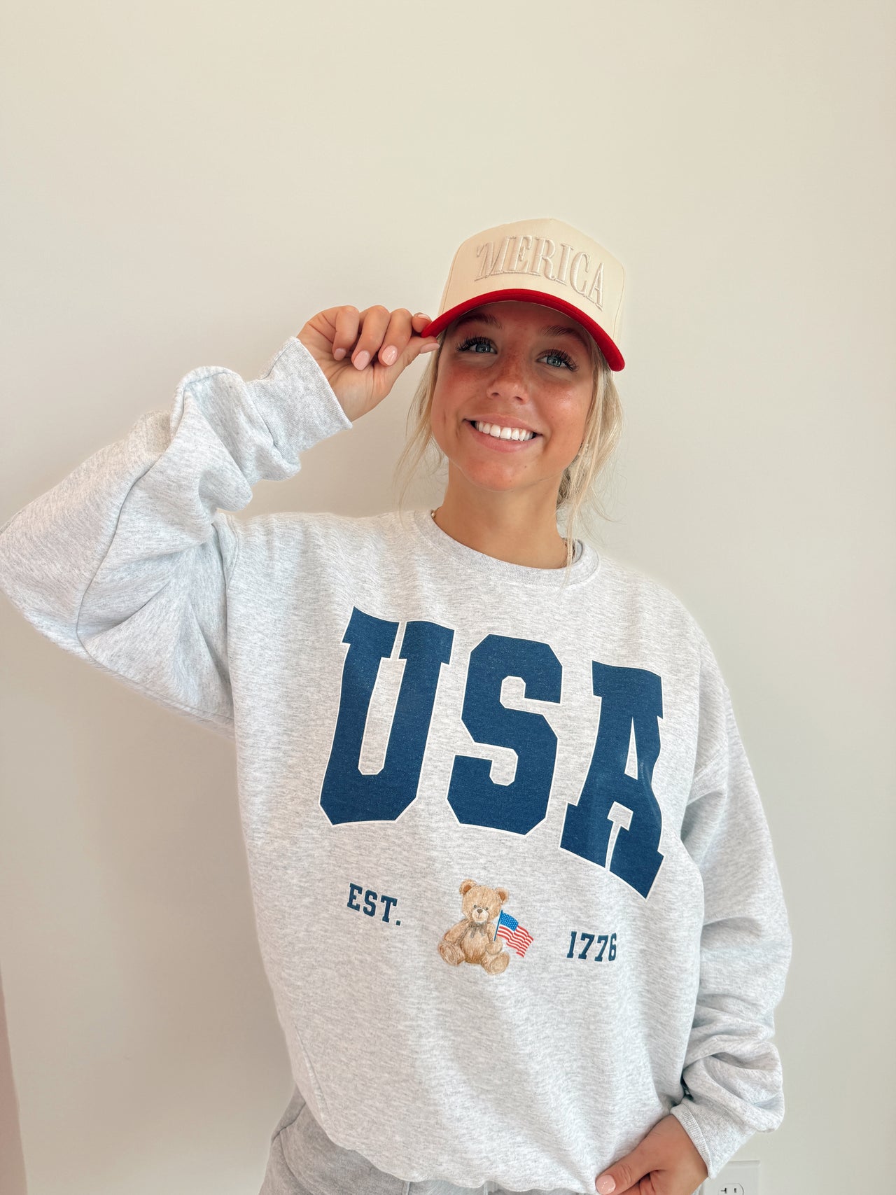 Teddy bear sweatshirt grey USA
