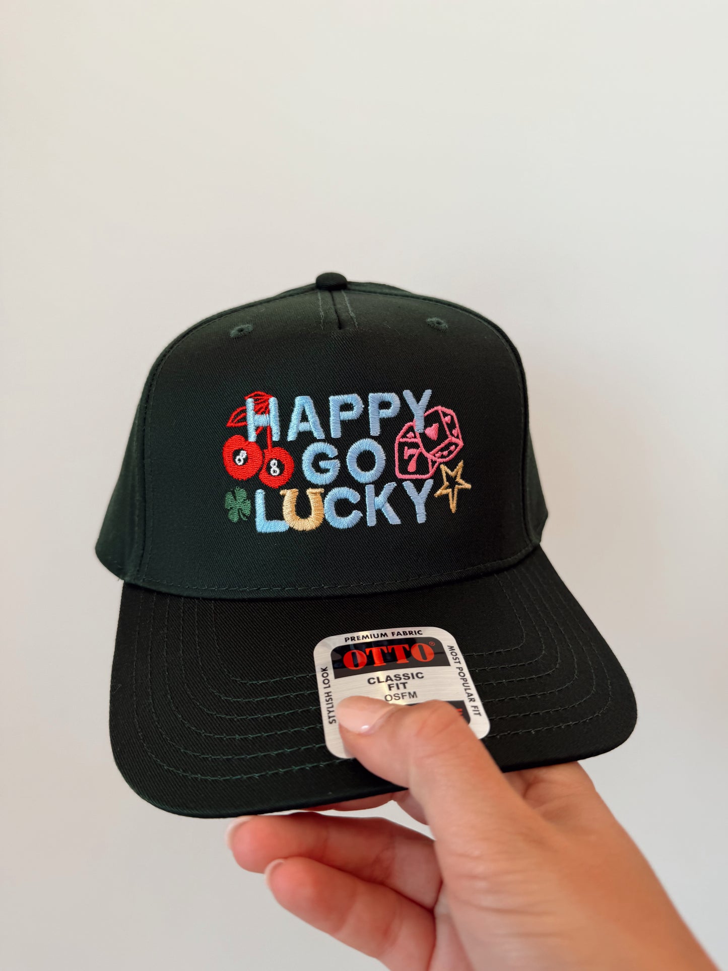 Happy Go Lucky Embroidered Hat
