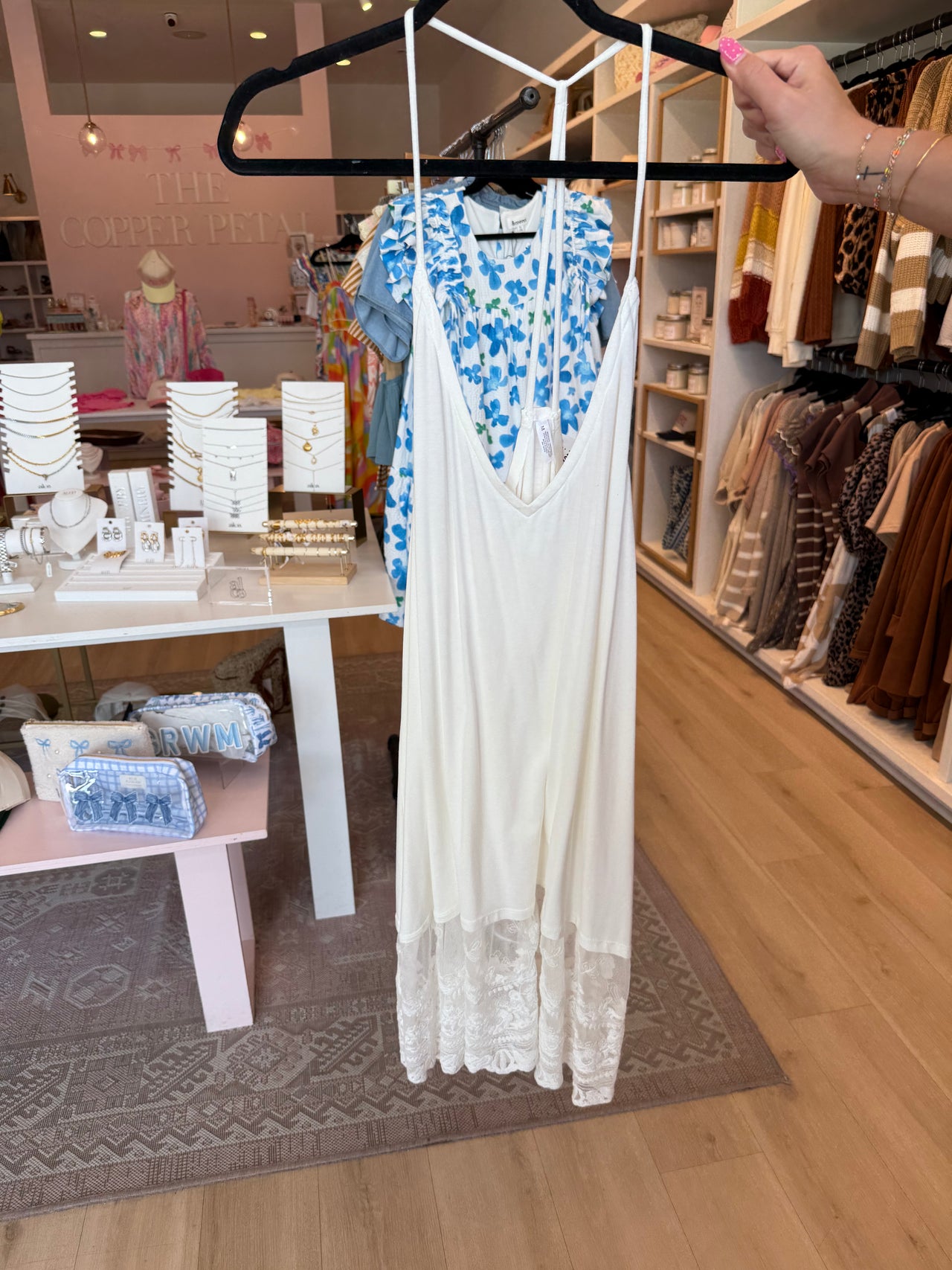 LACE BACK CAMI DRESS IVORY