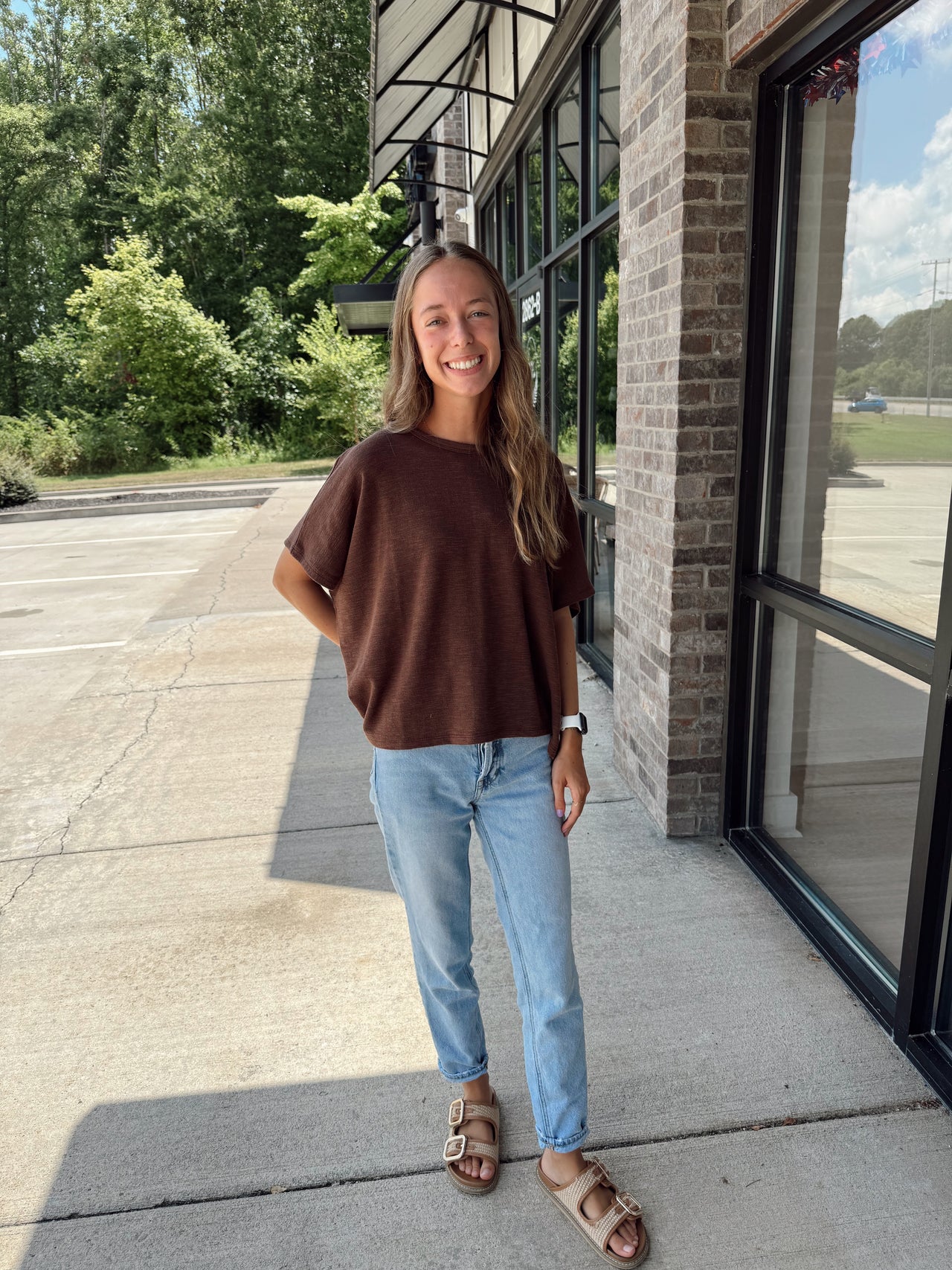 Cotton sub oversized tee BROWN