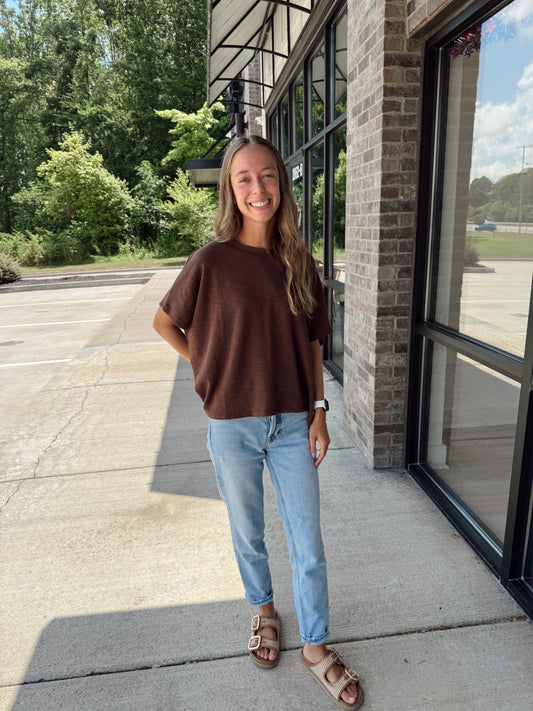 Cotton sub oversized tee BROWN