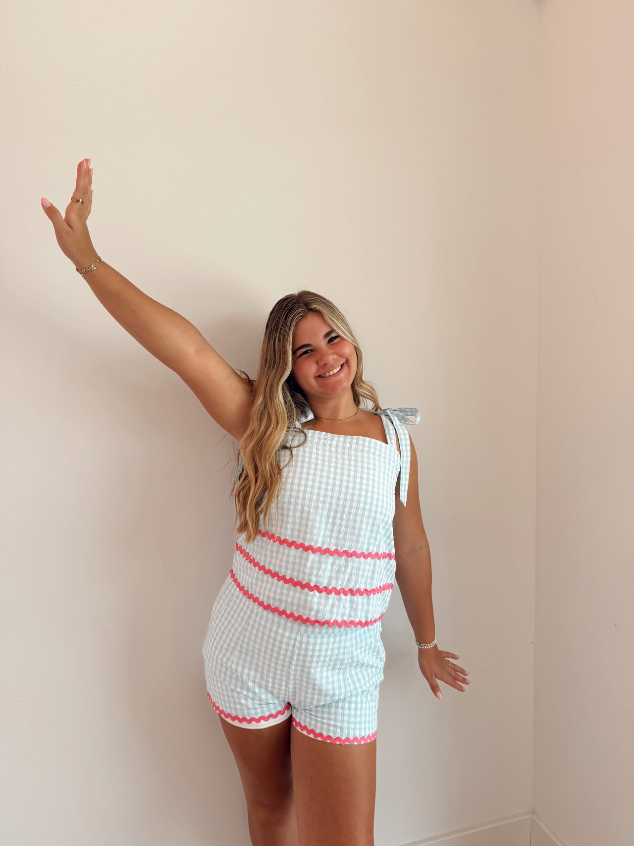 hannah GINGHAM RICRAC SET