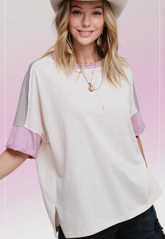 Color block detailed short sleeve