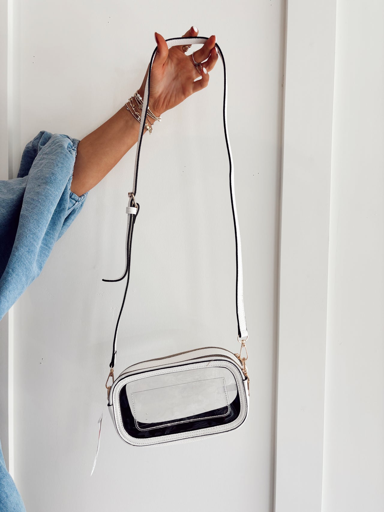 Double zipper oval clear gameday bag