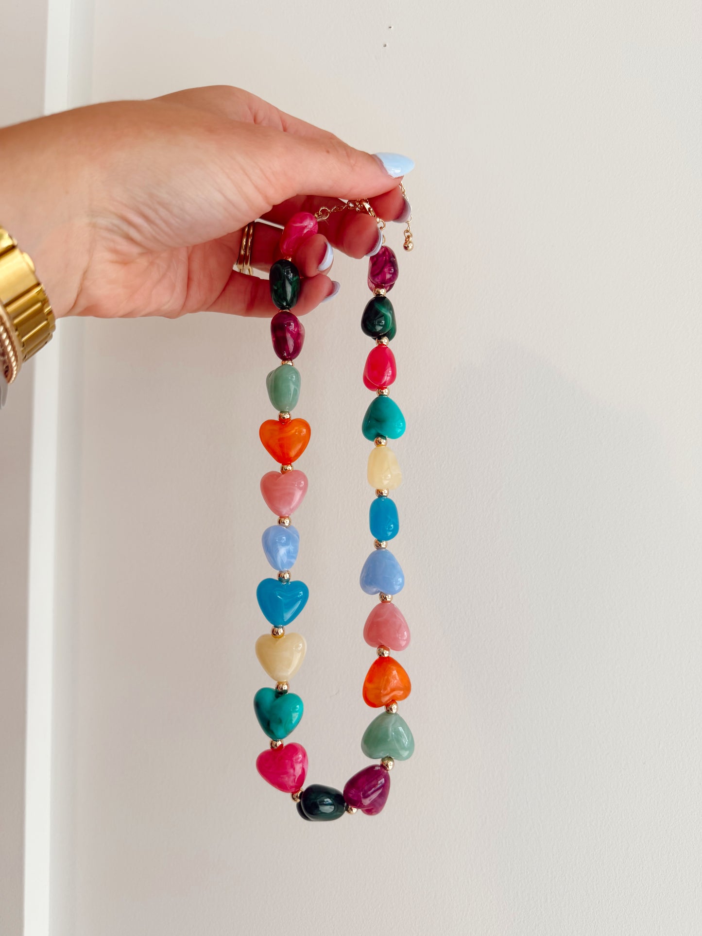 Multi Color Resin Heart Necklace