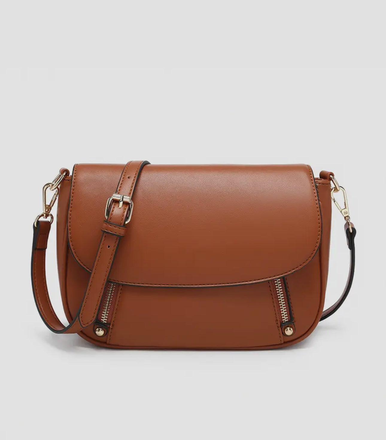 Lindsay dual zip crossbody brown