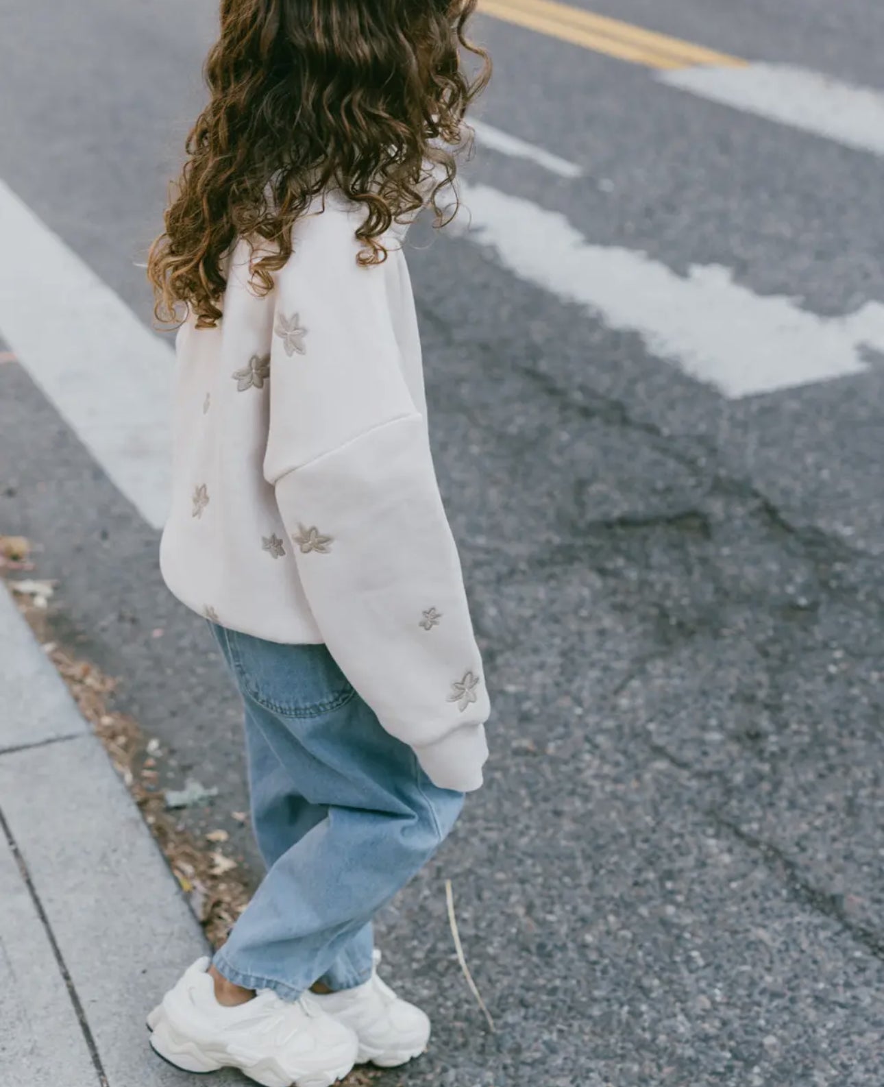 Floral kids half zip