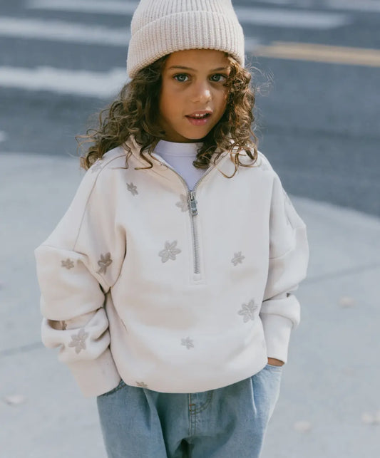 Floral kids half zip