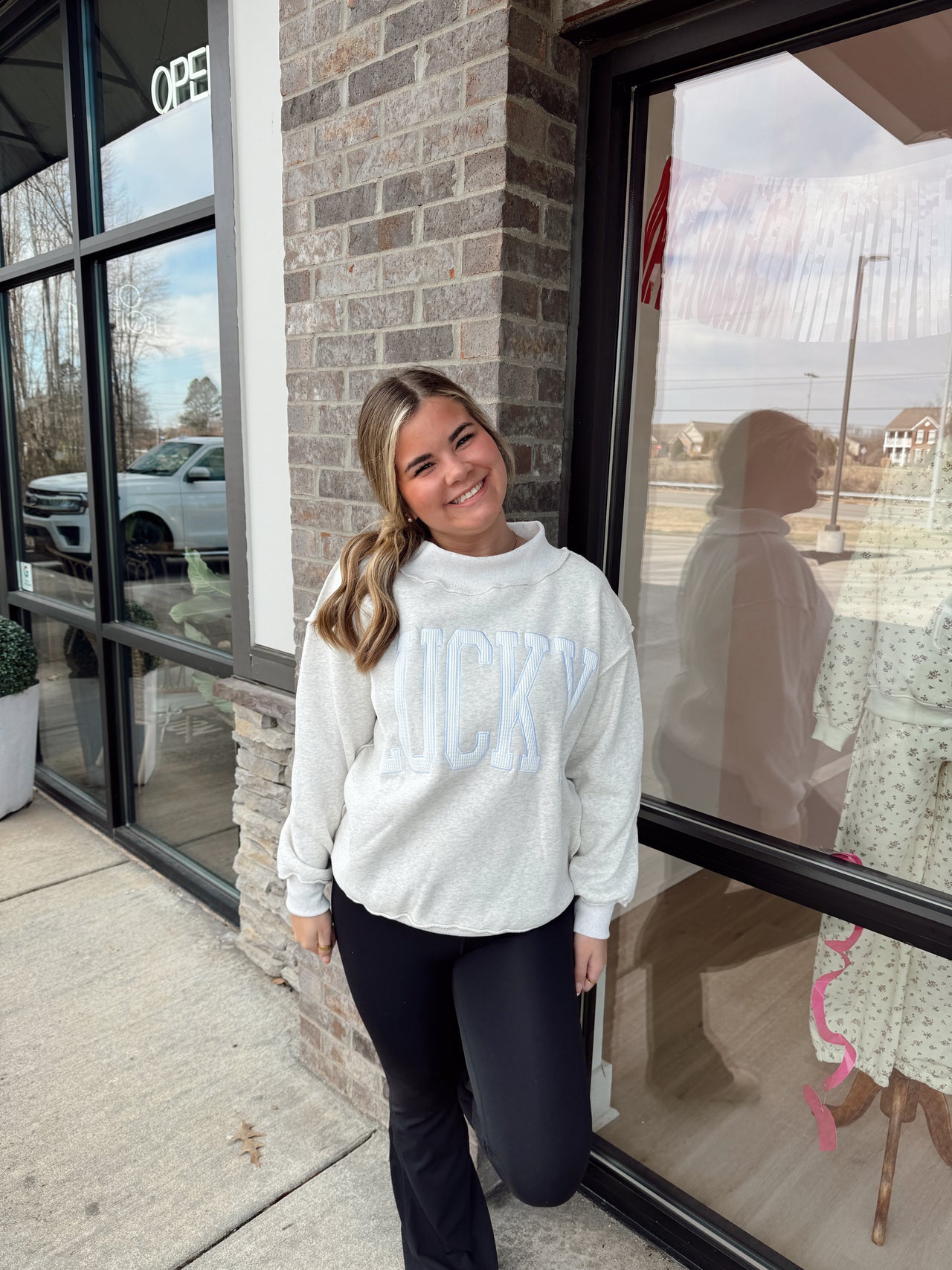 Lucky mock neck sweatshirt