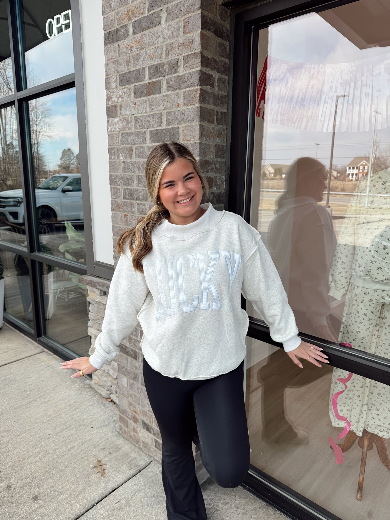 Lucky mock neck sweatshirt