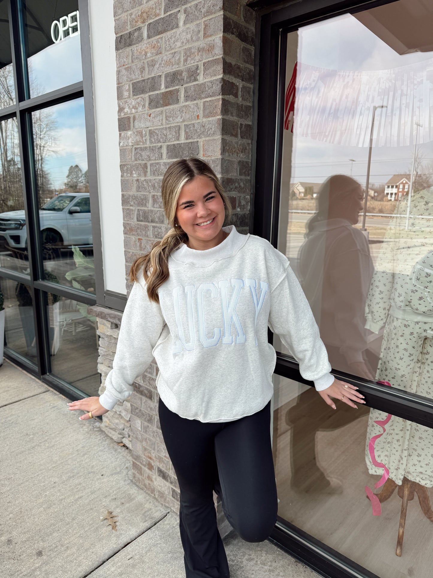 Lucky mock neck sweatshirt
