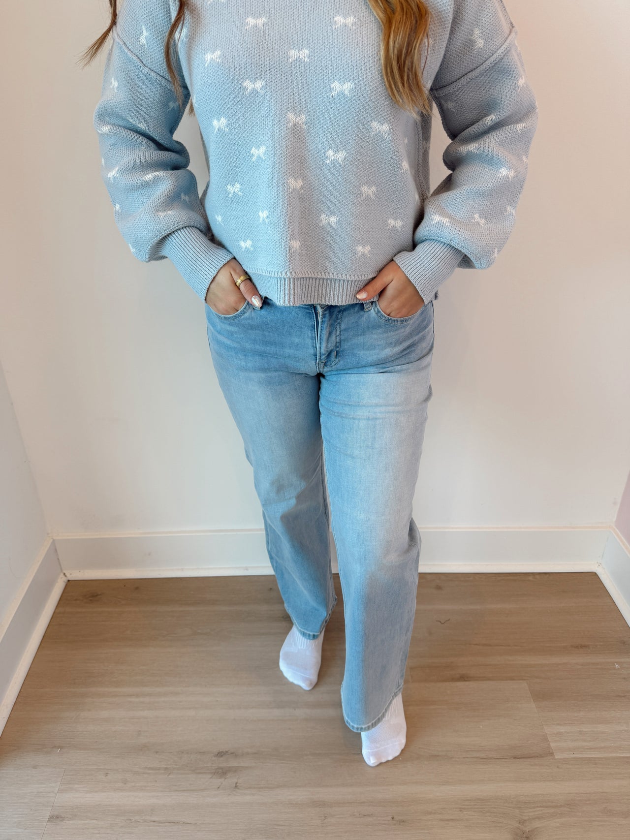 Mid rise Ankle wide leg light wash