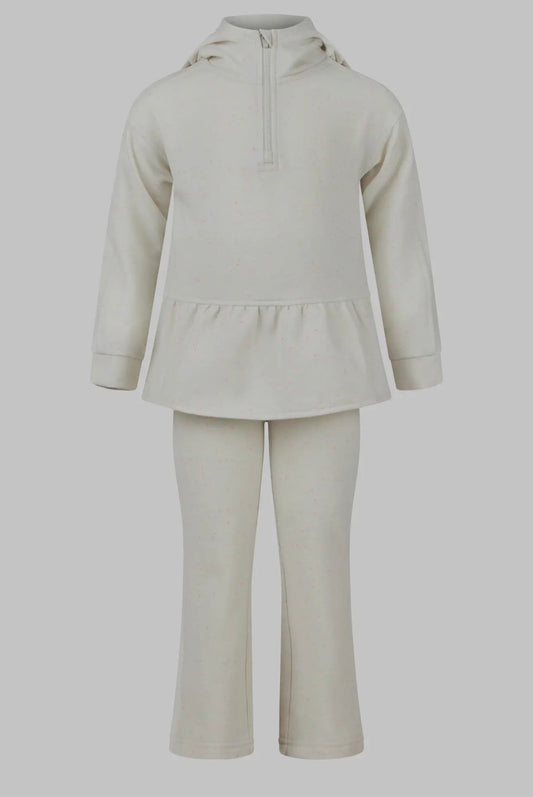 3 piece little girls confetti half zip/pants