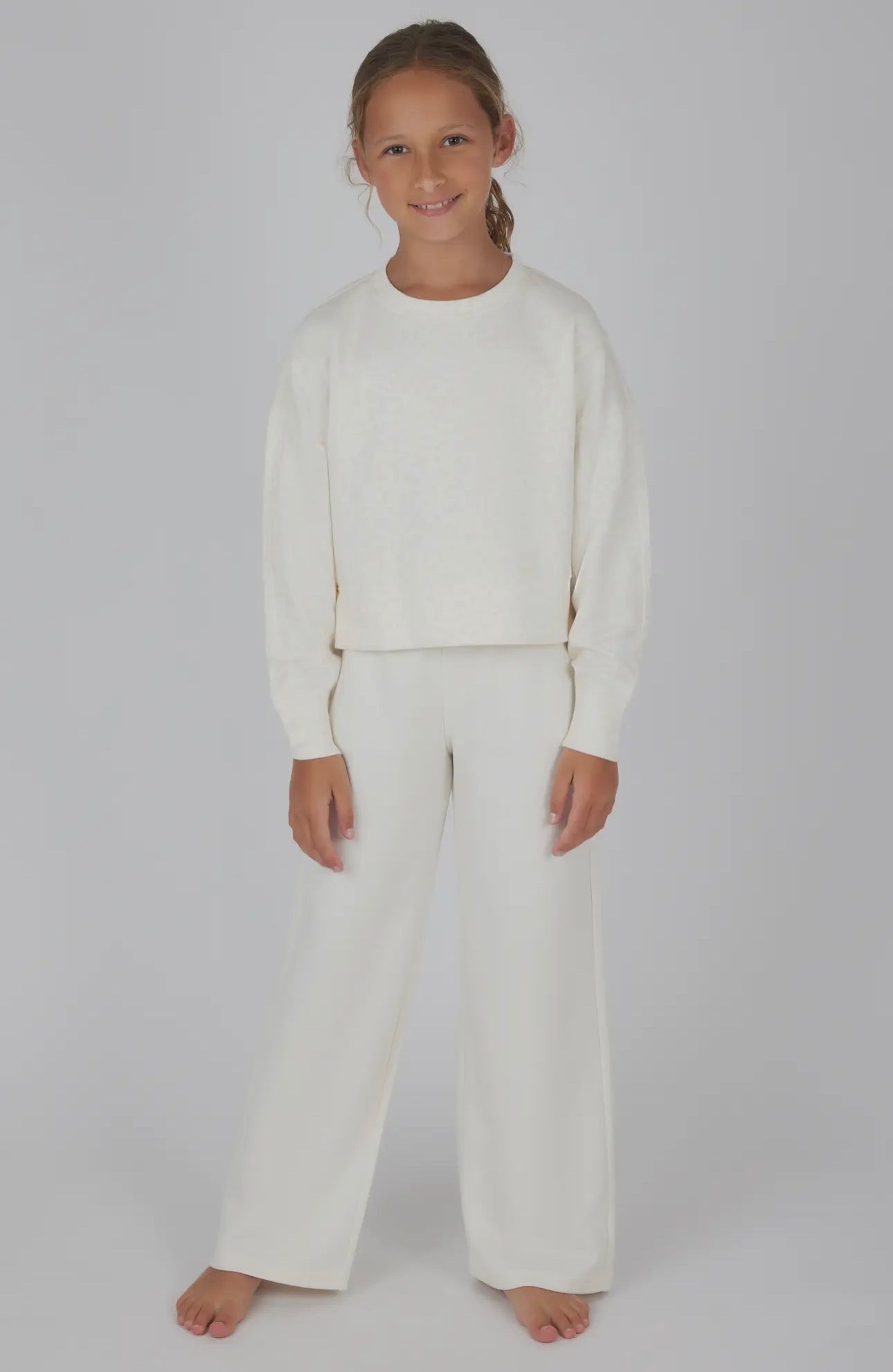 Girls scuba and pant set- white cheetah
