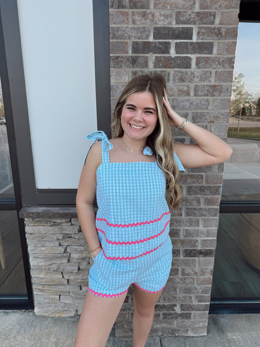 hannah GINGHAM RICRAC SET