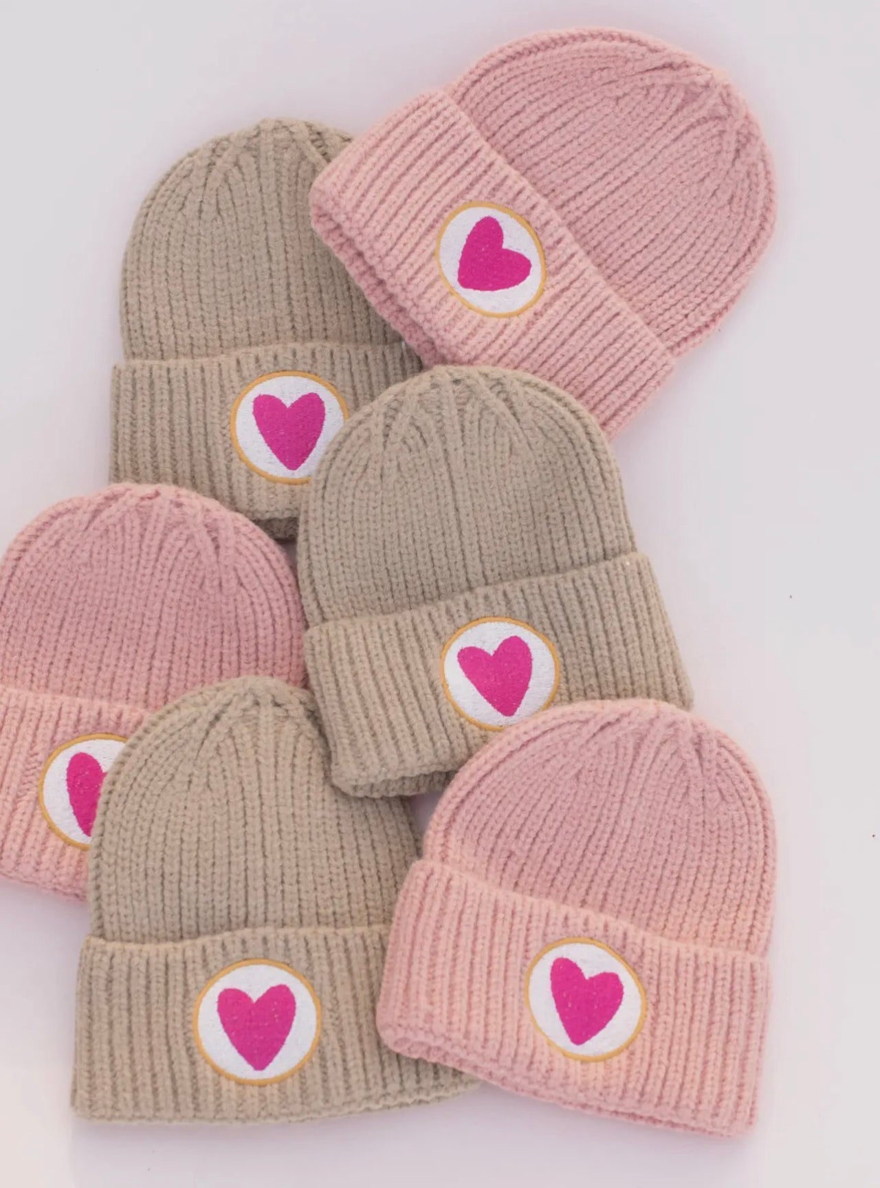 Valentines kids heart knit beanies